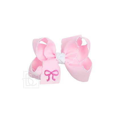 Beyond Creations, LLC - EMBROIDERED BOW CROCHET EDGE HAIR BOW ON ALLIGATOR CLIP
