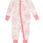 RuffleButts + RuggedButts - Baby Girls Pink Butterfly Garden Toile Bamboo Viscose Convertible Ruffle One Piece Pajama