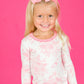 RuffleButts + RuggedButts - Toddler Girls Pink Butterfly Garden Toile Bamboo Viscose Ruffle Long Sleeve Pajama Set