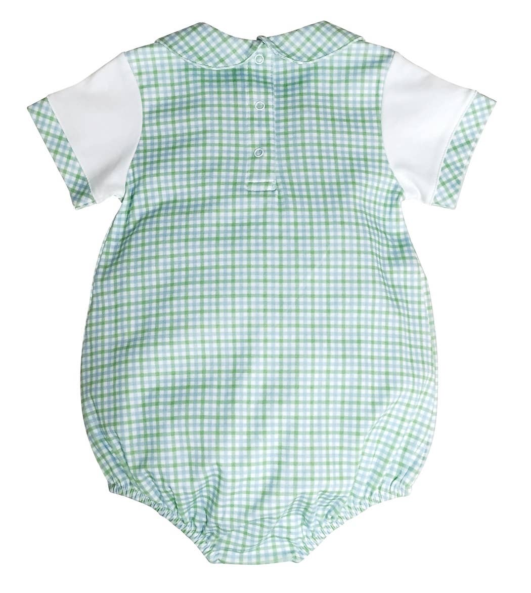 Marco and Lizzy - Green and blue checks Baby Boy romper-Cherry Blossom