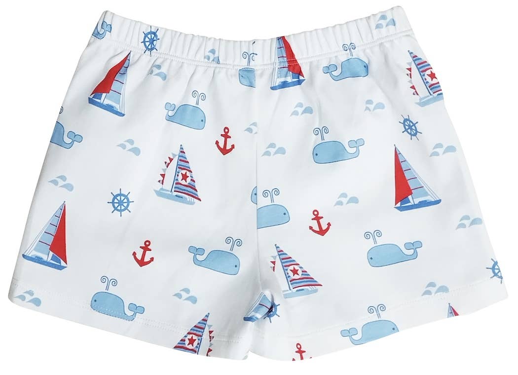 Marco and Lizzy - Nantucket Whales and sailboats Print Girl's Skort