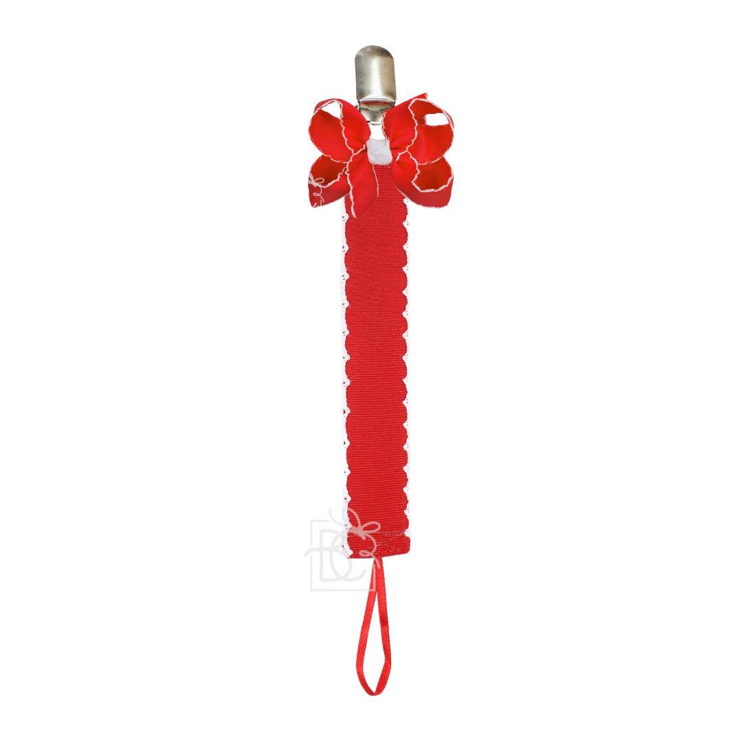 Beyond Creations, LLC - Crochet Edge Grosgrain Pacifier Clip w/ Detachable Bow