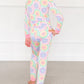 RuffleButts + RuggedButts - Girls Rainbow Kaleidoscope Hearts Bamboo Viscose Ruffle Long Sleeve Pajama Set