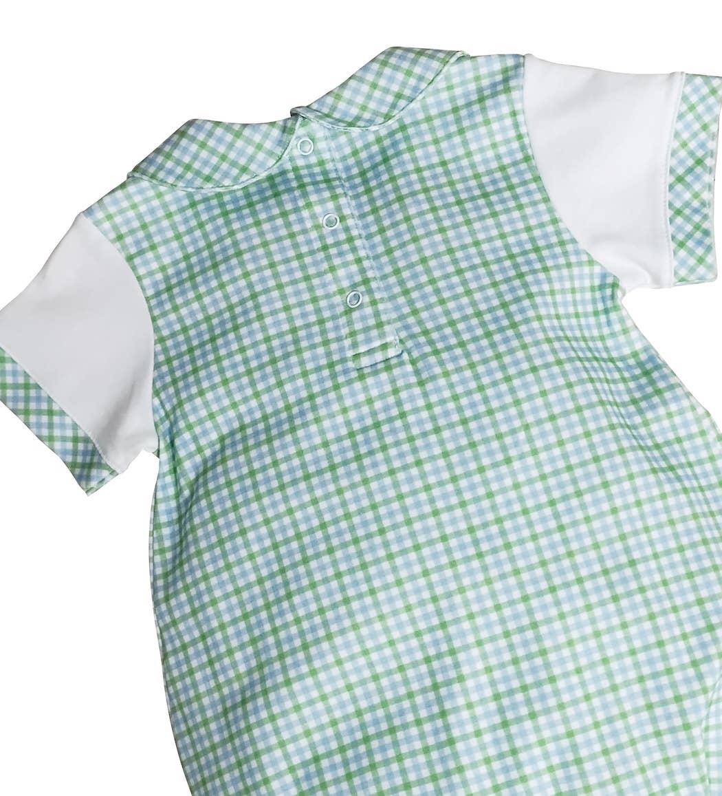Marco and Lizzy - Green and blue checks Baby Boy romper-Cherry Blossom