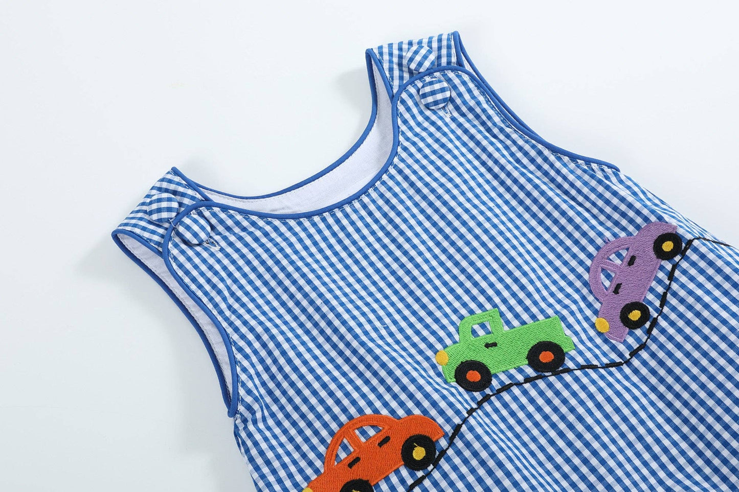 Lil Cactus - Dark Blue Gingham Car Romper
