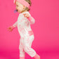 RuffleButts + RuggedButts - Baby Girls Pink Butterfly Garden Toile Bamboo Viscose Convertible Ruffle One Piece Pajama
