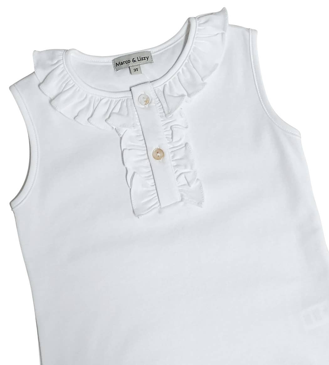 Marco and Lizzy - Cherry Blossoms White 100% Pima Girl's top