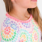 RuffleButts + RuggedButts - Girls Rainbow Kaleidoscope Hearts Bamboo Viscose Ruffle Long Sleeve Pajama Set