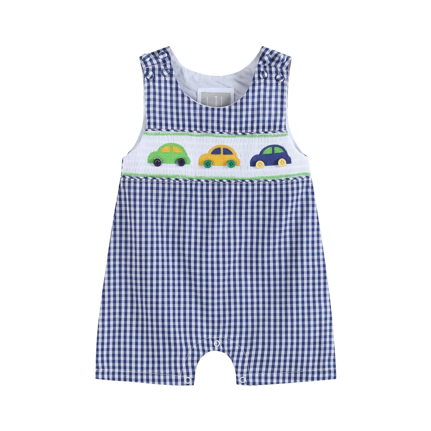 Lil Cactus - Blue Striped Car Smocked Shortalls