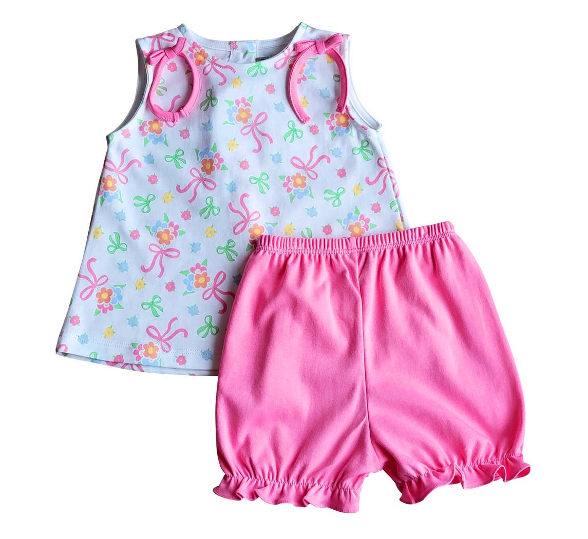 Marco and Lizzy - Bows & Flowers Baby Girl Popover Pima Cotton
