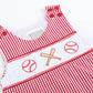 Lil Cactus - Red Gingham Baseball Smocked Shortalls