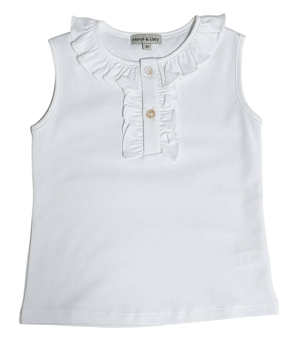 Marco and Lizzy - Cherry Blossoms White 100% Pima Girl's top