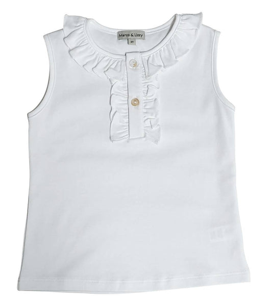 Marco and Lizzy - Cherry Blossoms White 100% Pima Girl's top