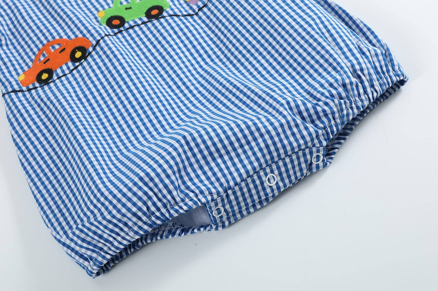Lil Cactus - Dark Blue Gingham Car Romper