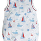 Marco and Lizzy - Nantucket Whales and sailboats Print Boy's romper