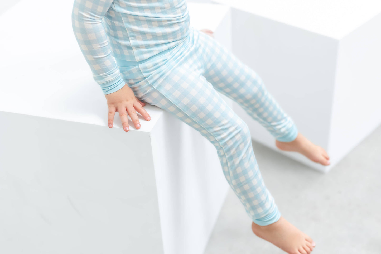 Gracie's Closet - Blue Gingham 2-Piece Toddler Bamboo Set