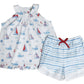 Marco and Lizzy - Nantucket Whales and sailboats Print Girl's Short set