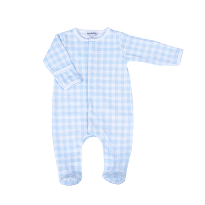 Magnolia Baby - Baby Checks Footie - Blue