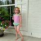 Seersucker Color Block One-piece