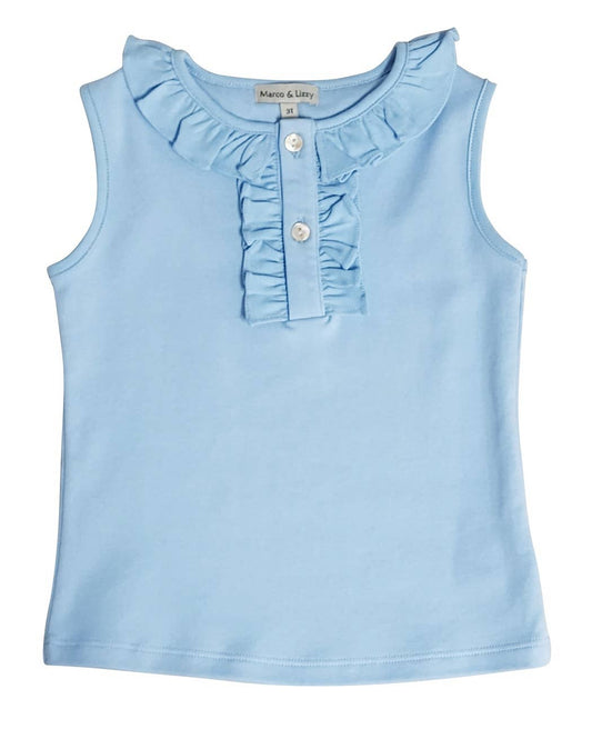 Marco and Lizzy - Girl's Light Blue Pima cotton top