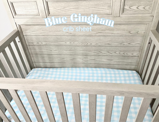 Gracie's Closet - Blue Gingham Muslin Bamboo Crib Sheet