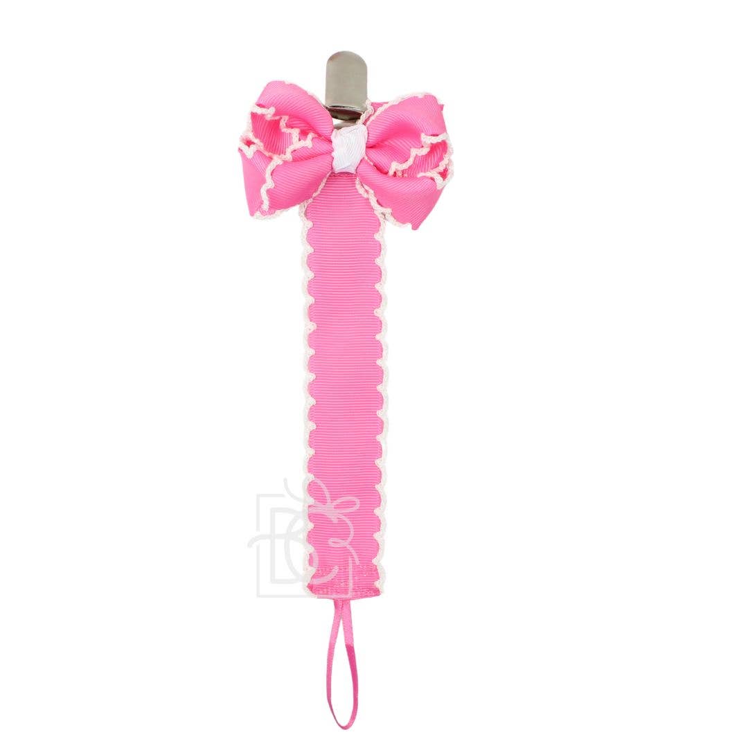 Beyond Creations, LLC - Crochet Edge Grosgrain Pacifier Clip w/ Detachable Bow