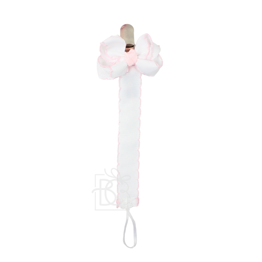 Beyond Creations, LLC - Crochet Edge Grosgrain Pacifier Clip w/ Detachable Bow