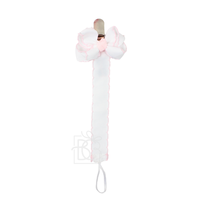 Beyond Creations, LLC - Crochet Edge Grosgrain Pacifier Clip w/ Detachable Bow