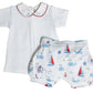 Marco and Lizzy - Nantucket Whales and sailboats Print Boy's diaper set