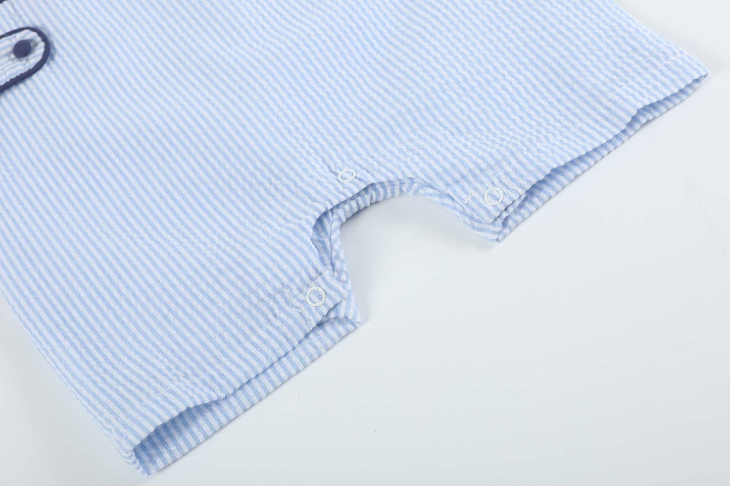 Lil Cactus - Blue Stripe Crawfish Smocked Shortalls