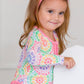 RuffleButts + RuggedButts - Baby Girls Rainbow Kaleidoscope Hearts Bamboo Viscose Footed Ruffle One Piece Pajama