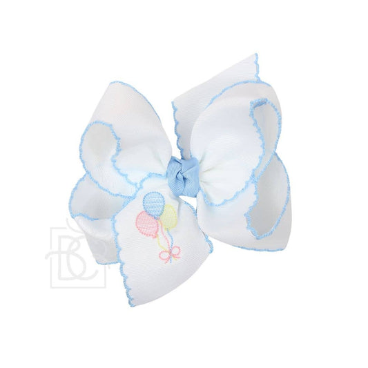 Beyond Creations, LLC - EMBROIDERED PASTEL BALLOONS CROCHET EDGE HAIR BOW