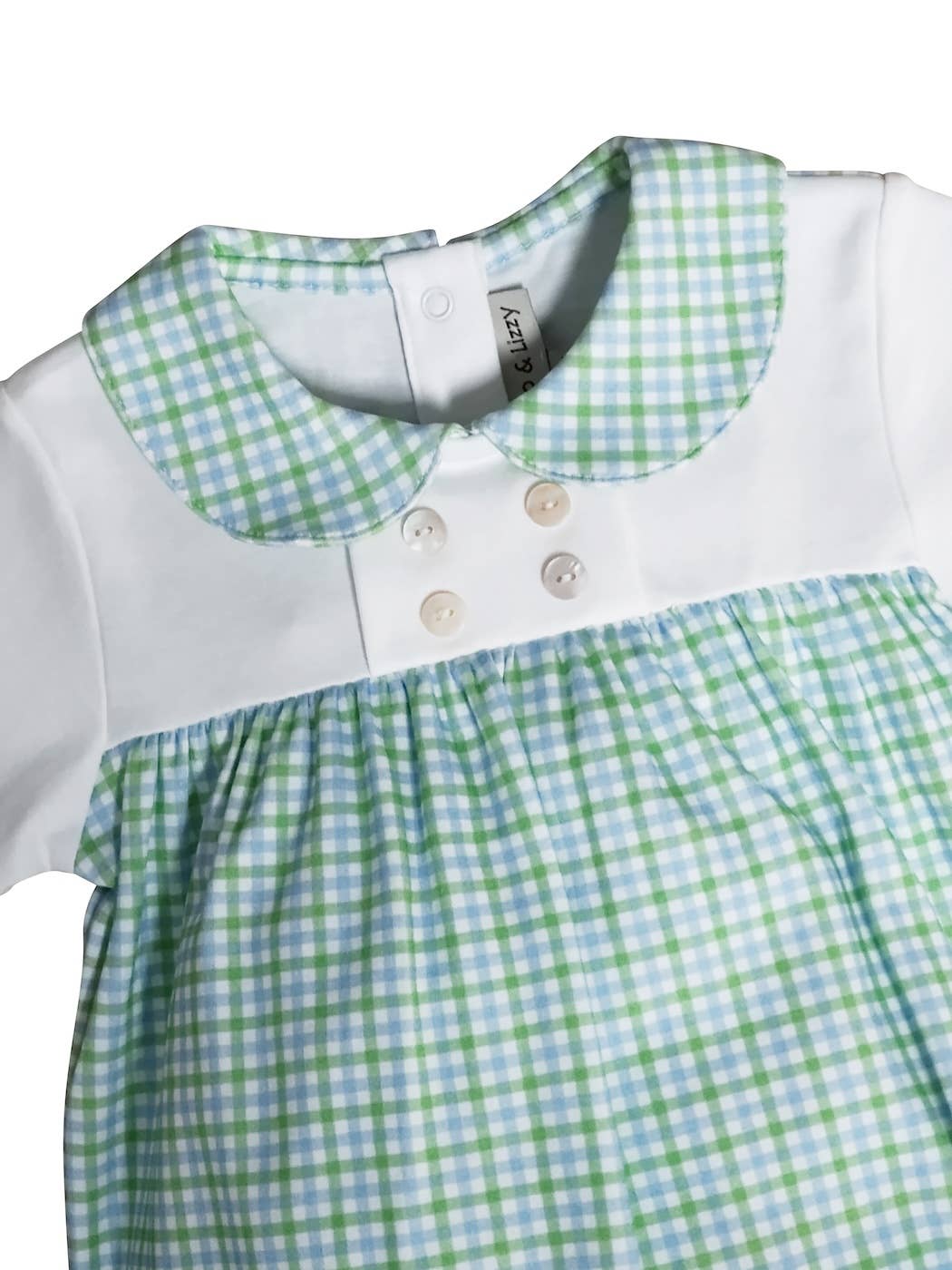 Marco and Lizzy - Green and blue checks Baby Boy romper-Cherry Blossom