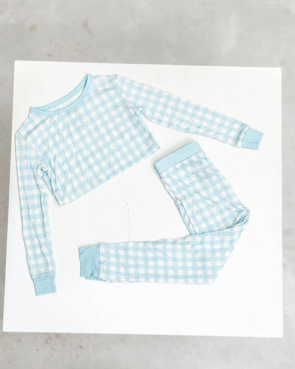 Gracie's Closet - Blue Gingham 2-Piece Toddler Bamboo Set