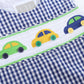 Lil Cactus - Blue Striped Car Smocked Shortalls