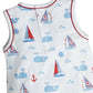 Marco and Lizzy - Nantucket Whales and sailboats Print Boy's romper