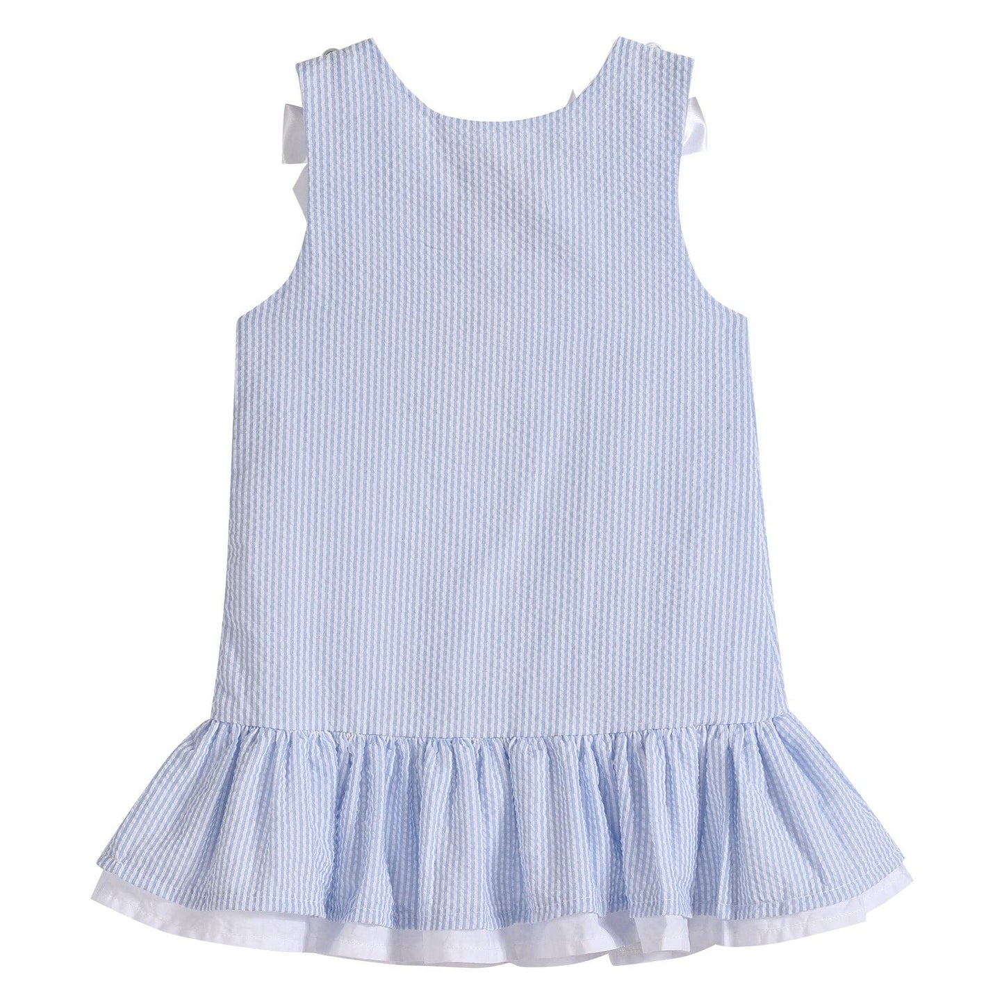 Lil Cactus - Light Blue Seersucker Ruffle Dress