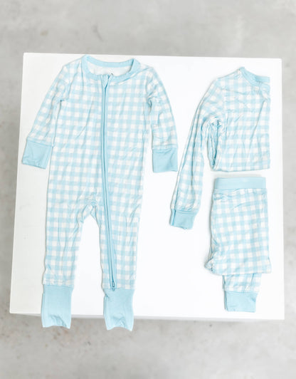 Gracie's Closet - Blue Gingham Bamboo Romper