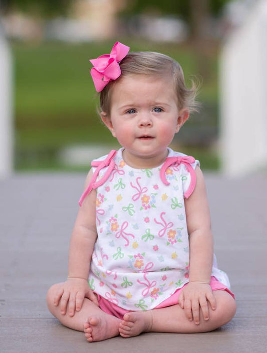 Marco and Lizzy - Bows & Flowers Baby Girl Popover Pima Cotton