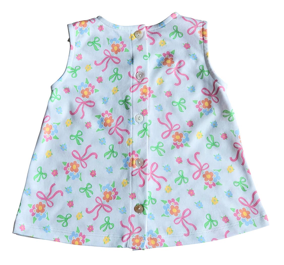 Marco and Lizzy - Bows & Flowers Baby Girl Popover Pima Cotton