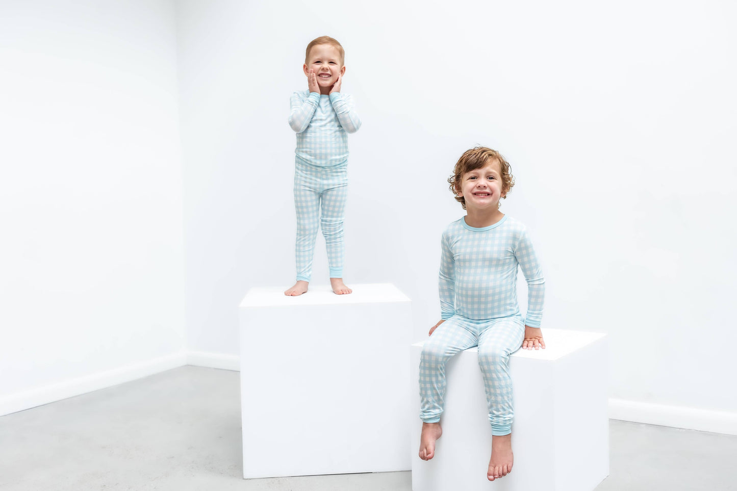 Gracie's Closet - Blue Gingham 2-Piece Toddler Bamboo Set