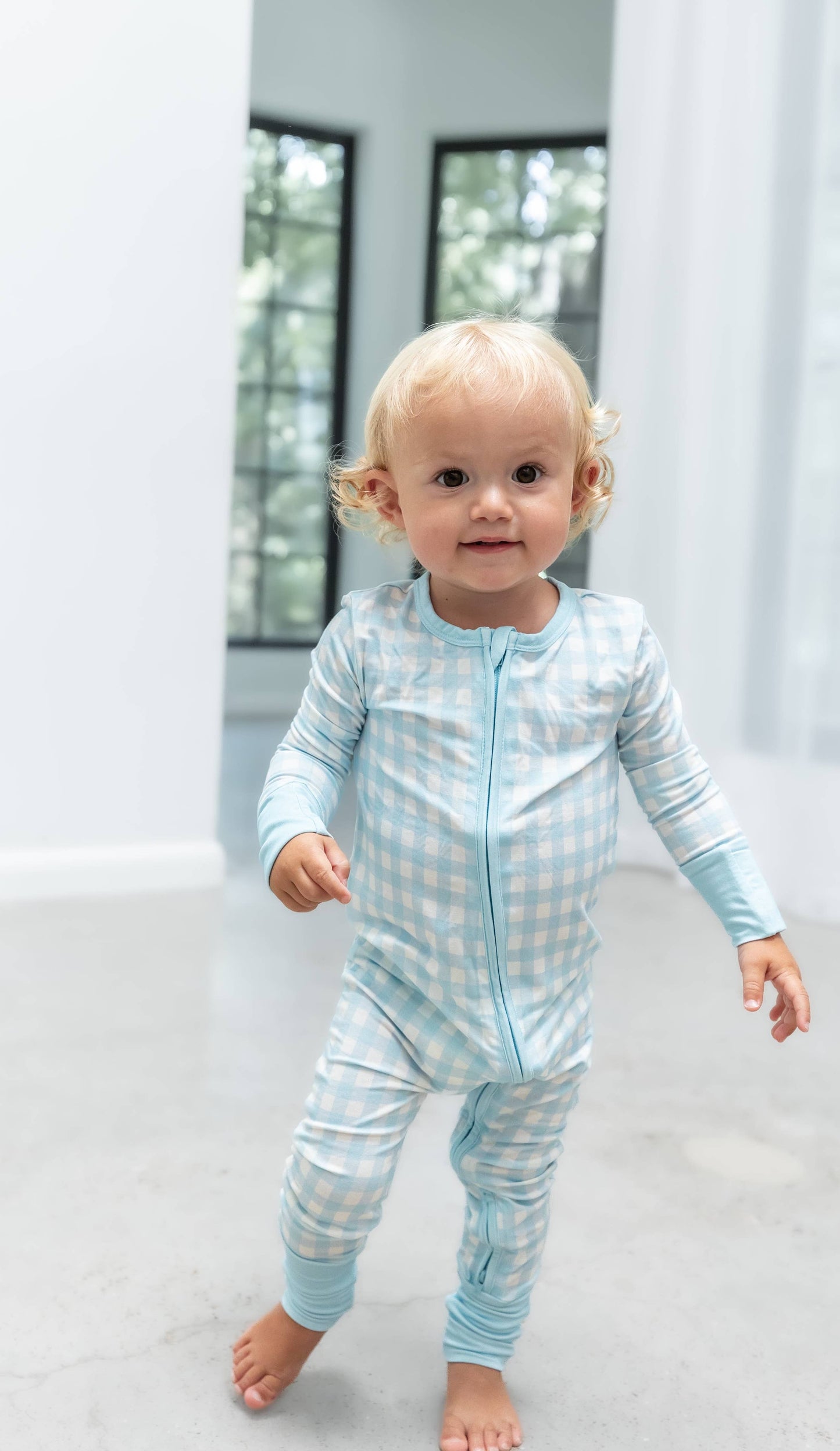 Gracie's Closet - Blue Gingham Bamboo Romper